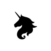 Unicorn Head Silhouette. Hand Drawn Vector Illustration. Magic Animal Profile.