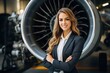 Caucasian Woman Aerospace Engineer Backdrop Very Happy Generative AI