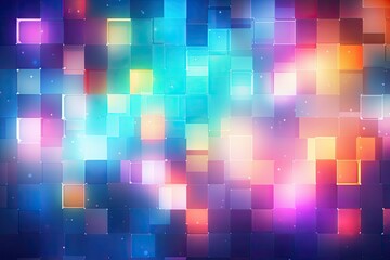 Sticker - abstract colorful background with squares and lights illustration for your design, Abstract background with colorful lights and squares, AI Generated