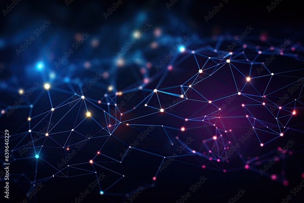 Abstract technology background with connection lines and dots. 3D ...