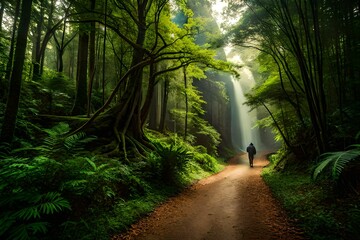 Sticker - Beautiful rain forest at ang ka nature trail in doi inthanon national park