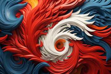 Wall Mural - ornate, blue, red, orange, yellow, abstract swirls in motion