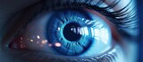 Perfect blue eye macro in a sterile environment and perfect vision in high resolution. The vision of the future and healthy life concept. Generative AI