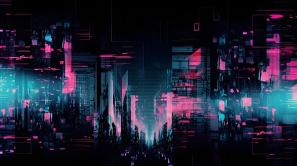 Wall Mural - design abstract digital pixel noise glitch background, error video tv damage.