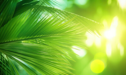 Canvas Print - Palm leaves wallpaper. Sunny tropical background. For banner, postcard, book illustration. Created with generative AI tools