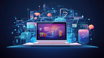 Web Developer Engineer Coding Full Stack developer computer person 2d illustration