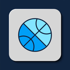 Canvas Print - Filled outline Basketball ball icon isolated on blue background. Sport symbol. Vector