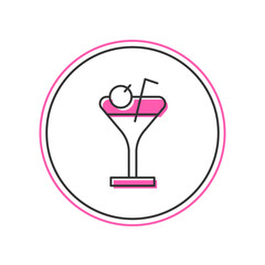 Sticker - Filled outline Martini glass icon isolated on white background. Cocktail icon. Wine glass icon. Vector