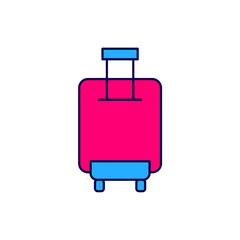 Poster - Filled outline Suitcase for travel icon isolated on white background. Traveling baggage sign. Travel luggage icon. Vector