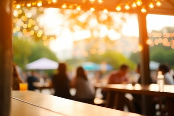 Bokeh background of street bar beer restaurant, outdoor.