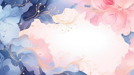 Wall Mural - celestial pink blue abstract cosmic space universe background, fairytale magic card, horizontal bann