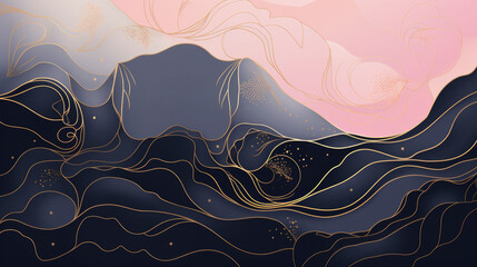 Wall Mural - celestial pink blue abstract cosmic space universe background, fairytale magic card, horizontal bann