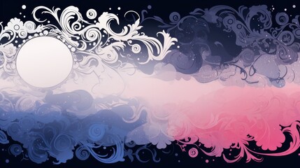 Wall Mural - celestial pink blue abstract cosmic space universe background, fairytale magic card, horizontal bann