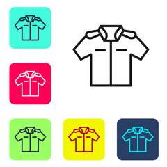 Sticker - Black line Shirt icon isolated on white background. Set icons in color square buttons. Vector