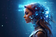 Neural Network Ai Supercomputer In The Form Of A Beautiful Girl