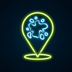 Sticker - Glowing neon line Paint spray icon isolated on black background. Colorful outline concept. Vector