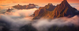 Fototapeta Góry - The landscape of the Madeira Mountains with peaks above the clouds. generative ai