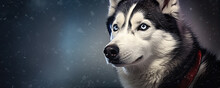  Siberian Dog Husky Portrait Of A Husky Dog With Blue Eyes, Generative Ai