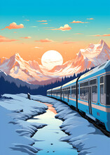 Travel Poster - Train Landscape