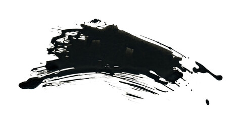 art black brushstroke painting smear line drop splash blot. abstract contrast stain on white backgro
