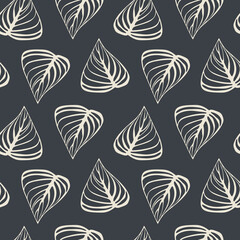 Wall Mural - Veined leaves create a seamless pattern for modern tropical textiles. White and black. 