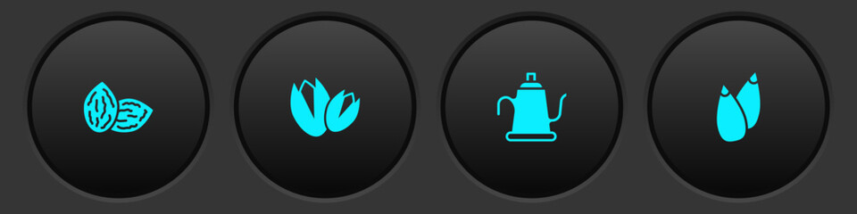 Sticker - Set Seed, Pistachio nuts, Watering can and icon. Vector