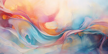 Biotechnology Inspired Abstract Art, Genetic Codes Spiraling In The Air, Flowing And Vivid, Set In An Ethereal Landscape, Swirling Colors, Sunrise Lighting, Dream - Like, Watercolor Painting Style