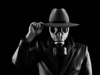 businessman with gas mask