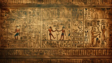 Wall Mural - ancient egyptian hieroglyphs on ancient background created with generative ai