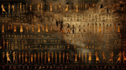 Ancient Egyptian hieroglyphs on ancient background created with Generative AI