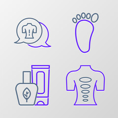 Sticker - Set line Massage stone therapy, Ointment cream tube, Foot massage and icon. Vector