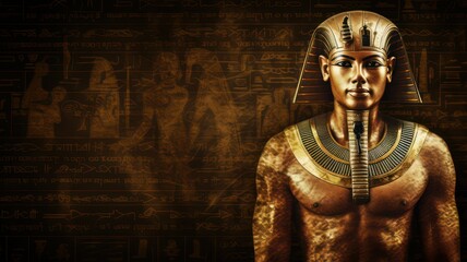 Wall Mural - egyptian mummy on the background of ancient egyptian hieroglyphs created with generative ai