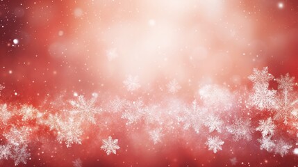 Wall Mural - Red christmas background with snowflakes