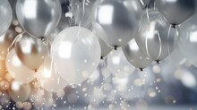 Celebration Background With Silver Balloons