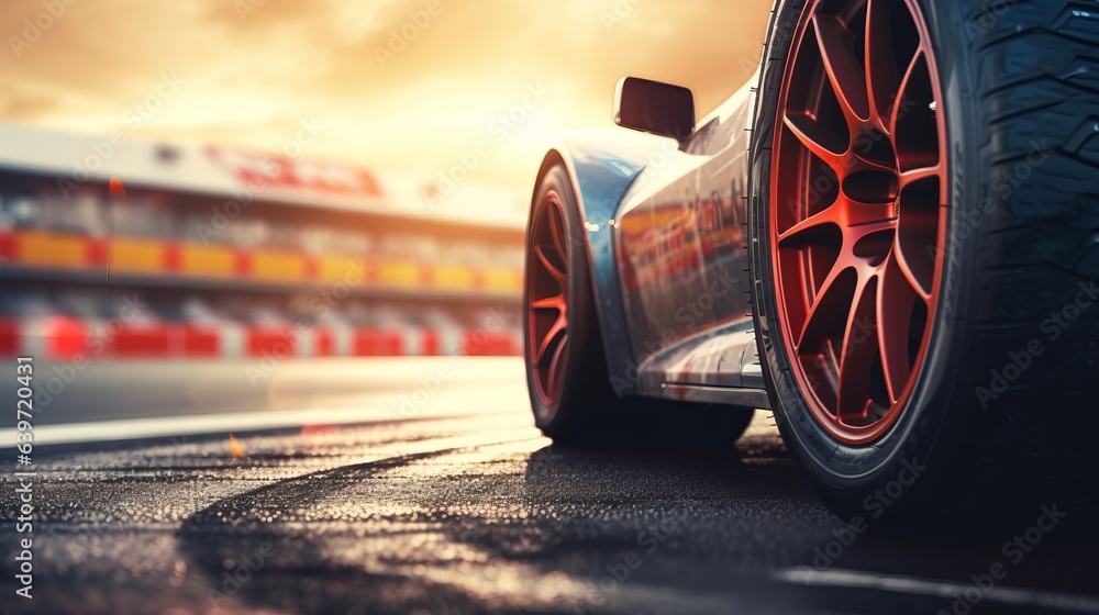 Fast Cars Rasing Photo of a fast car racing on a track Stock Photo | Adobe Stock