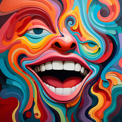 abstract smile. graffiti smile. Cubism. AI generation..