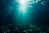 Fototapeta Do akwarium - Inside the ocean, dark side of the ocean, mystic water in the ocean