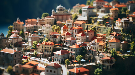 Poster - a close up of a small town with a lot of buildings Generative AI