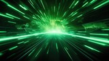 Fototapeta Perspektywa 3d - A 3D render of a neon hyperspace tunnel branching out, emanating vibrant energy and motion with its bright, colorful rays