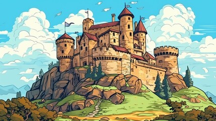 Wall Mural - Scenic view of the historic castle. Fantasy concept , Illustration painting.