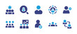 User icon set. Duotone color. Vector illustration. Containing user, job search, target, user gear, member, training, add user, interaction.