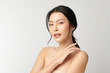 © kitthanes  - Beautiful young asian woman with clean fresh skin on white background, Face care, Facial treatment, Cosmetology, beauty and spa, Asian women portrait.