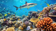 Caribbean reef shark and coral reef generative ai