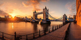 Fototapeta Londyn - Panorama from the Tower Bridge to the Tower of London, United Kingdom, during sunset generative ai