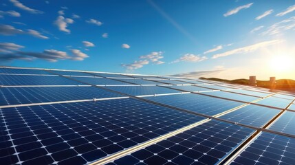 Wall Mural - solar panels on the roof with beautiful blue sky 