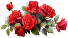 Bouquet Of Red Roses On A White Background,generative AI
