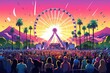 colorful and lively scene from the Coachella Music Festival.Generated with AI