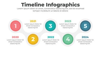 Business timeline infographic design elements and flowchart 5 steps
