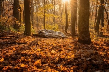 Wall Mural - autumn forest in the morning