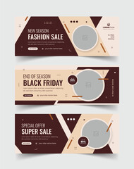 Wall Mural - Fashion sale social media cover banner template, Web banner timeline template, sale banner, Timeline Cover